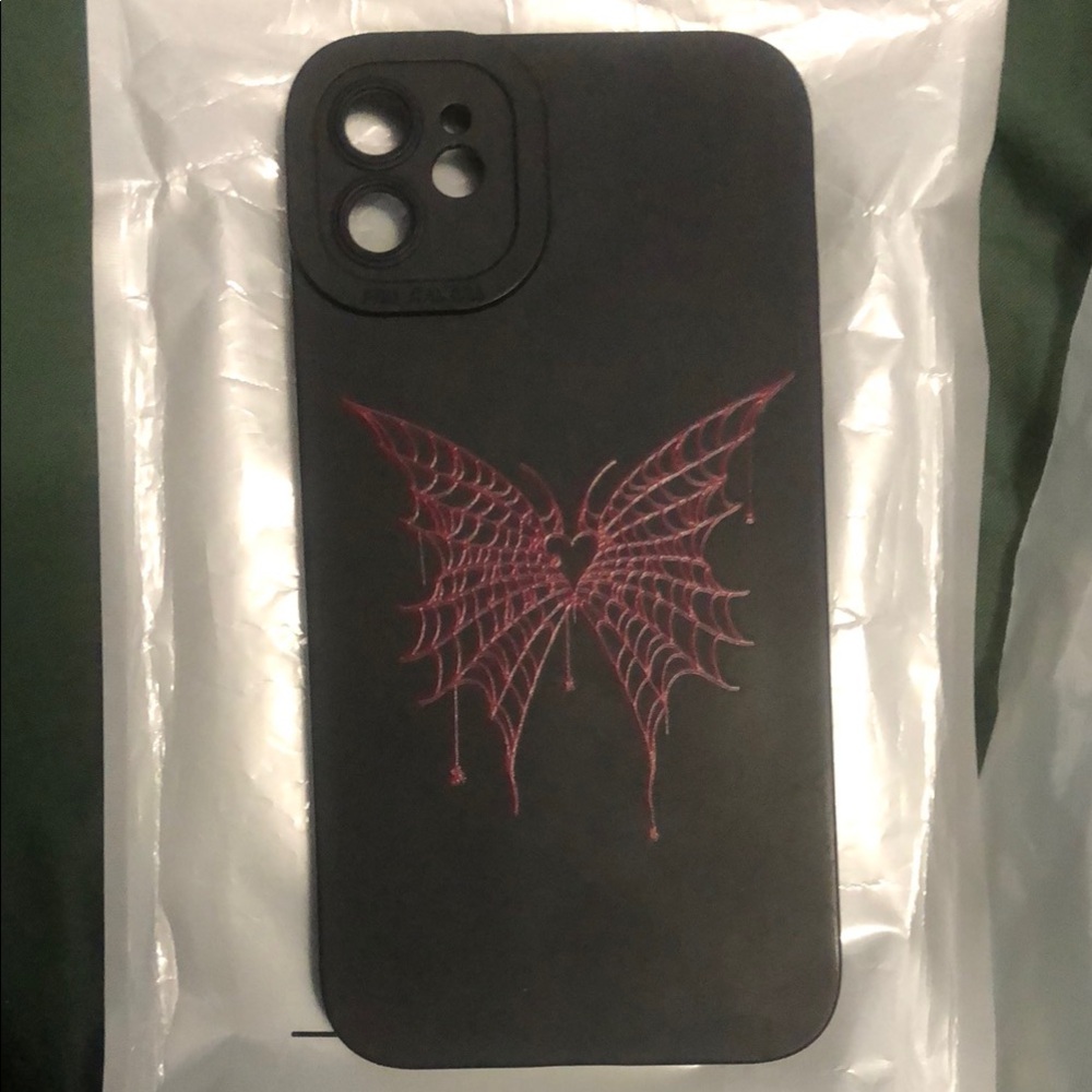 SHEIN- Black and Red Butterfly IPhone 11 Cas